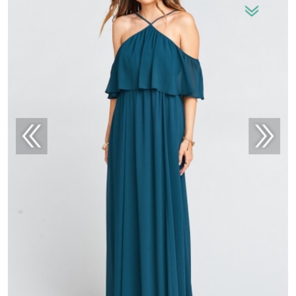 Rebecca ruffle maxi dress deep jade